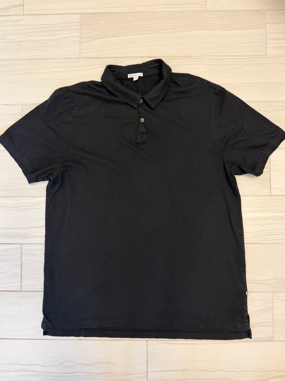 JAMES PERSE Los Angeles Sueded Cotton Jersey Polo Shirt Black Size 5 (XXL)